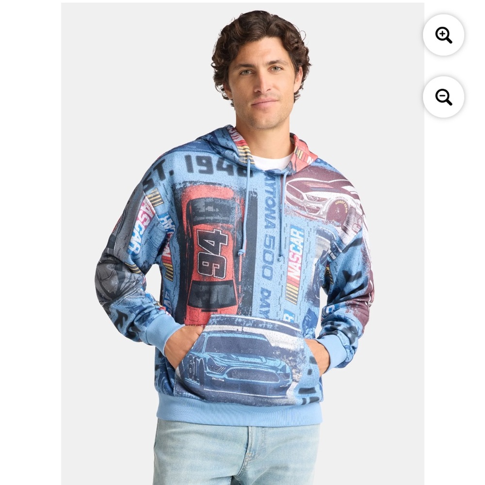 NWT NASCAR Men’s Graphic Hoodie Sweatshirt Size XL Blue